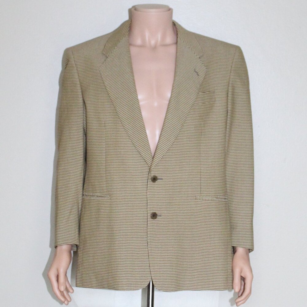 Forall Italy Torallo Viera Tan Gingham Silk Wool Blazer Sport Coat Men's 44